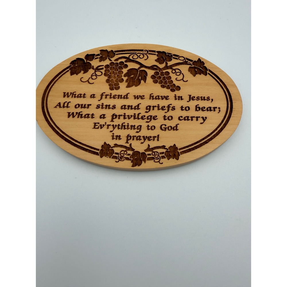What A Friend We Have In Jesus Wooden Oval Refrigerator Magnet Hymn Verse Grapes